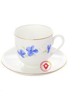 Кофейная чашка с блюдцем "Голубые цветы" Ландыш ИФЗ