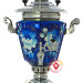 Набор самовар электрический 3 литра с росписью "Жостово на синем фоне" с чайным сервизом и подносом, арт. 110591с