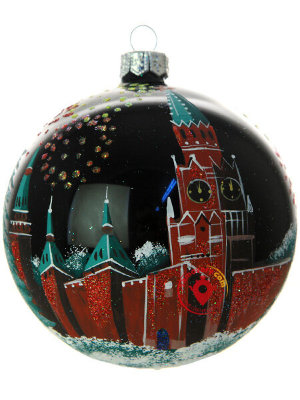 Новогодняя игрушка шар "Башня Кремля" d 100 мм