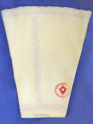 Скатерть круглая цвет топленого молока с Вологодским кружевом арт. 6с-643м, d-175