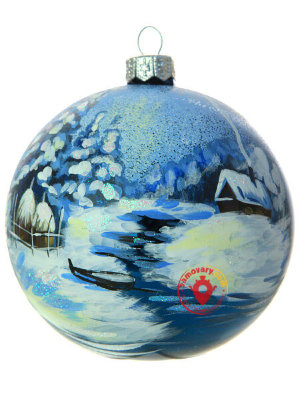 Новогодняя игрушка шар "Зимний пейзаж" d 100 мм